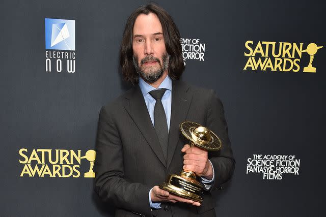 <p>Gregg DeGuire/Variety via Getty</p> Keanu Reeves at the 51st annual Saturn Awards on Feb. 4, 2024 in Burbank, California.