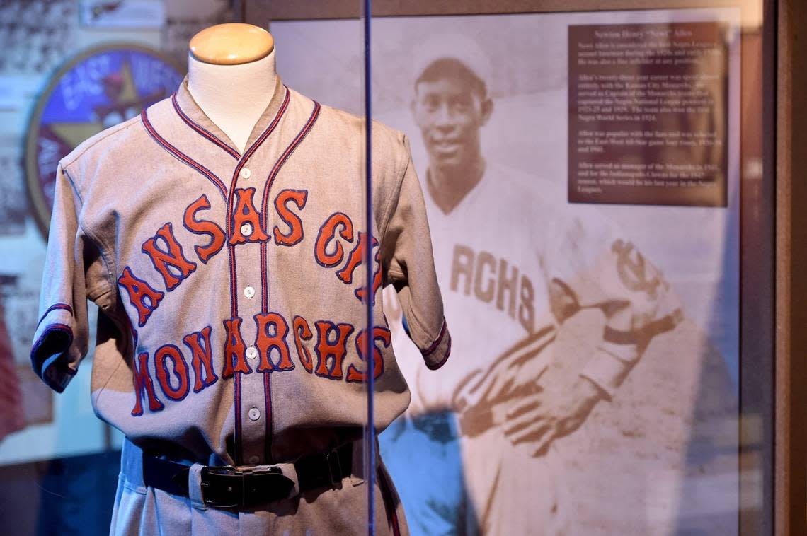 Kansas City Monarchs jersey of Newton Henry ÒNewtÓ Allen at the Negro Leagues Baseball Museum in the 18th and Vine Jazz District.