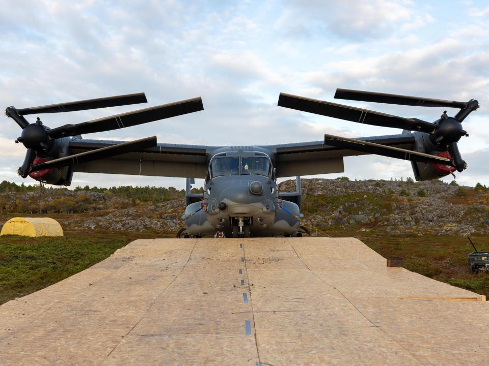 A US Air Force CV-22 Osprey at the Stongodden nature preserve in northern Norway.