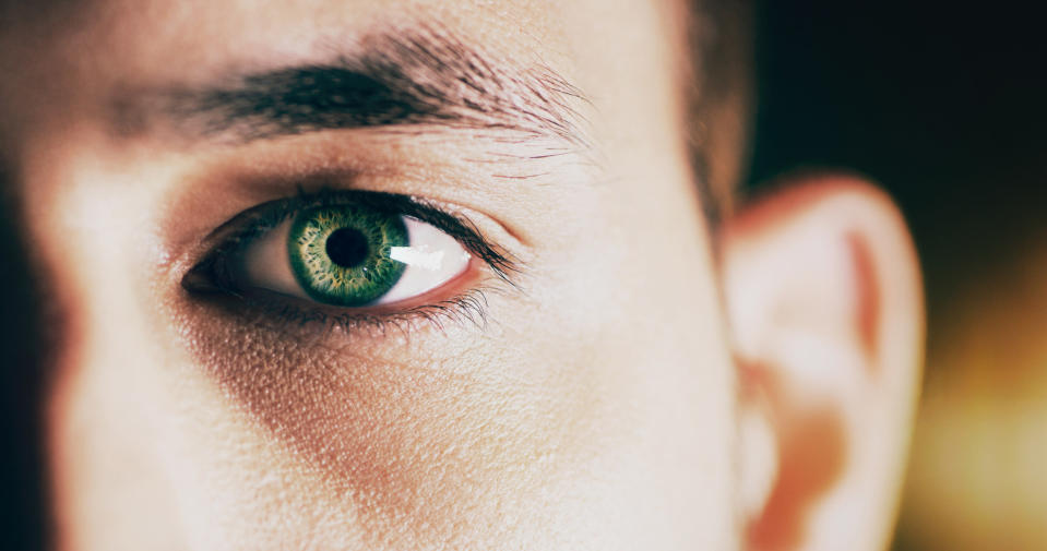 close up of a green eye