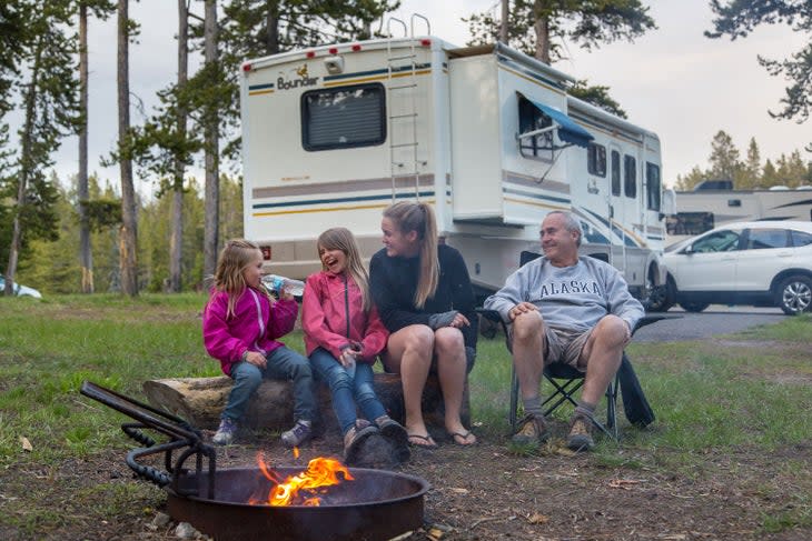 Family camping in Yellowstone's Norris Campground