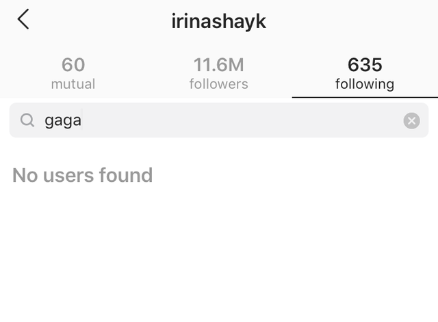 Lady Gaga, Irina Shayk, unfollow