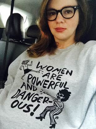 Amberlyn Tamblyn on her way to the Women's March while 8 months pregnant.