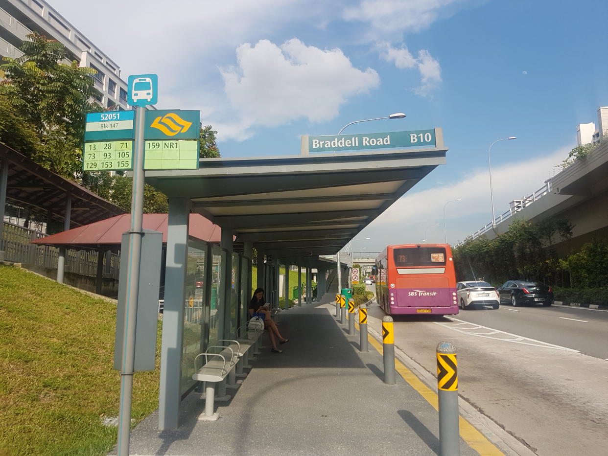 A bus stop along Braddell Road. PHOTO: Wan Ting Koh/Yahoo News Singapore