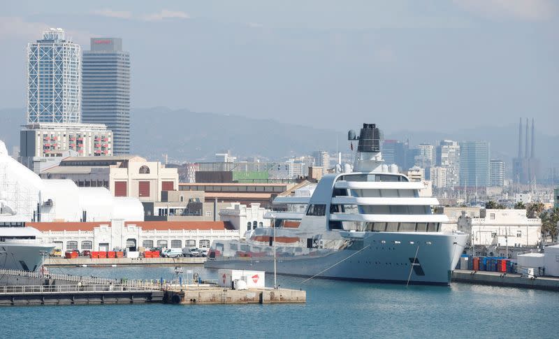 Roman Abramovich's super yacht Solaris is seen at Barcelona Port