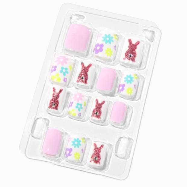 <p>These faux nails are great for teenagers. They don't require glue and easily press on. They feature glittery bunnies, fun patterns and faux crystals.</p><p><em><a href="https://go.skimresources.com?id=113896X1572730&xs=1&url=https%3A%2F%2Fwww.claires.com%2Fus%2Feaster-bunny-square-press-on-faux-nail-set---24-pack-293714.html&sref=parade.com%2Fshopping%2Feaster-gifts-teens" rel="noopener" target="_blank" data-ylk="slk:Easter Bunny Square Press On Faux Nail Set, 24-Pack, $12.99 at Claire's;elm:context_link;itc:0;sec:content-canvas" class="link ">Easter Bunny Square Press On Faux Nail Set, 24-Pack, $12.99 at Claire's</a></em></p><p>Claire's</p>