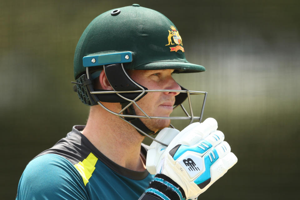 Steven Smith during training ahead of the GABBA Test. 