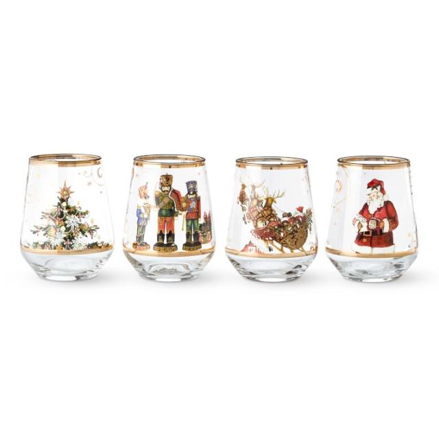 Set of 4 LE Smith Partyline Christmas Tree Drinking Glasses in