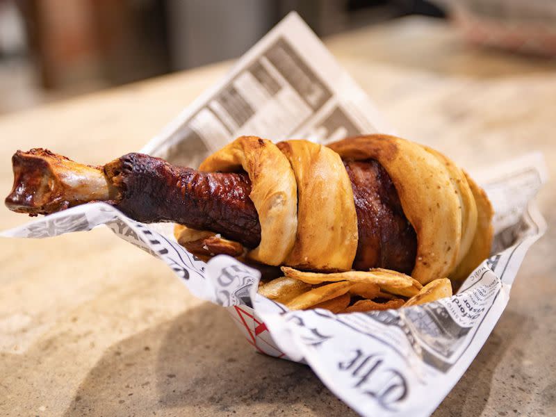 Pretzel-Wrapped Turkey Leg