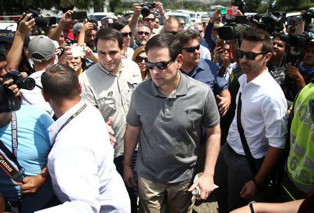 U.S. Senator Marco Rubio visits the Colombia-Venezuela border at the Simon Bolivar International Bridge on the outskirts of Cucuta, Colombia February 17, 2019. REUTERS/Edgard Garrido