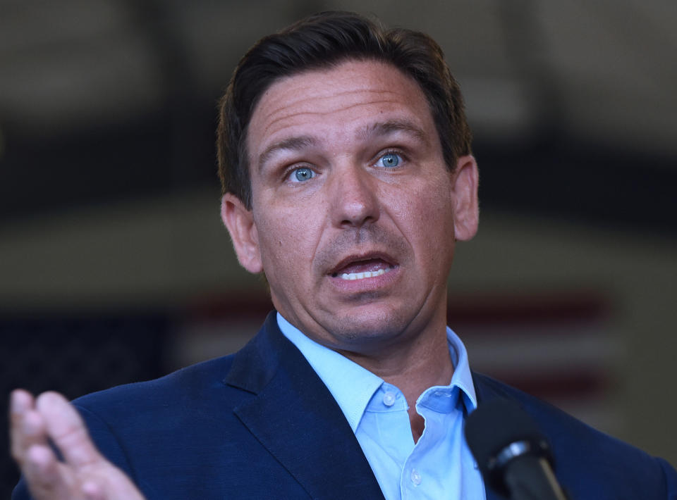 Florida Gov. Ron DeSantis (R) speaks at a press conference in Melbourne, Florida, March 22. (Photo: Paul Hennessy/SOPA Images via Getty Images)