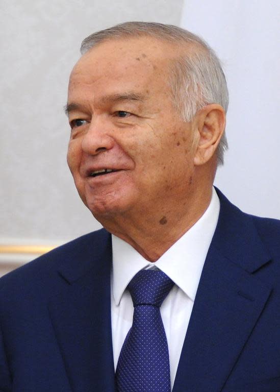 Uzbek President Islam Karimov as he attends a meeting at Kuksaroy residence in Tashkent, on December 10, 2014