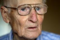 Petr Brandejsky, a 90-year-old Holocaust survivor, is seen at his apartment in Prague