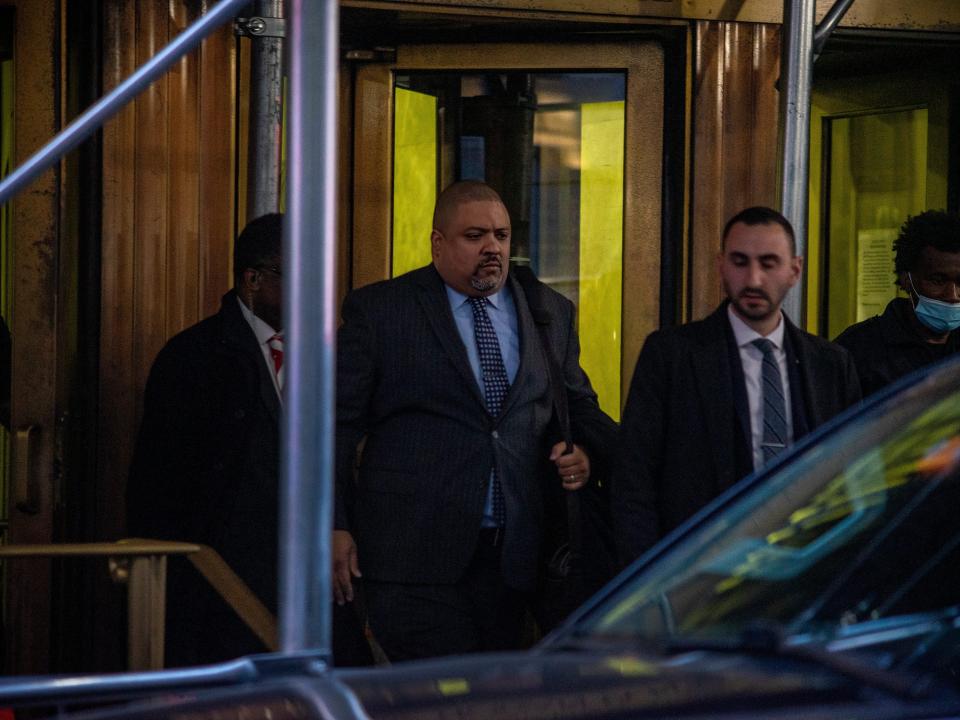Manhattan District Attorney Alvin Bragg leaving his offices in Lower Manhattan after Trump’s indictment.
