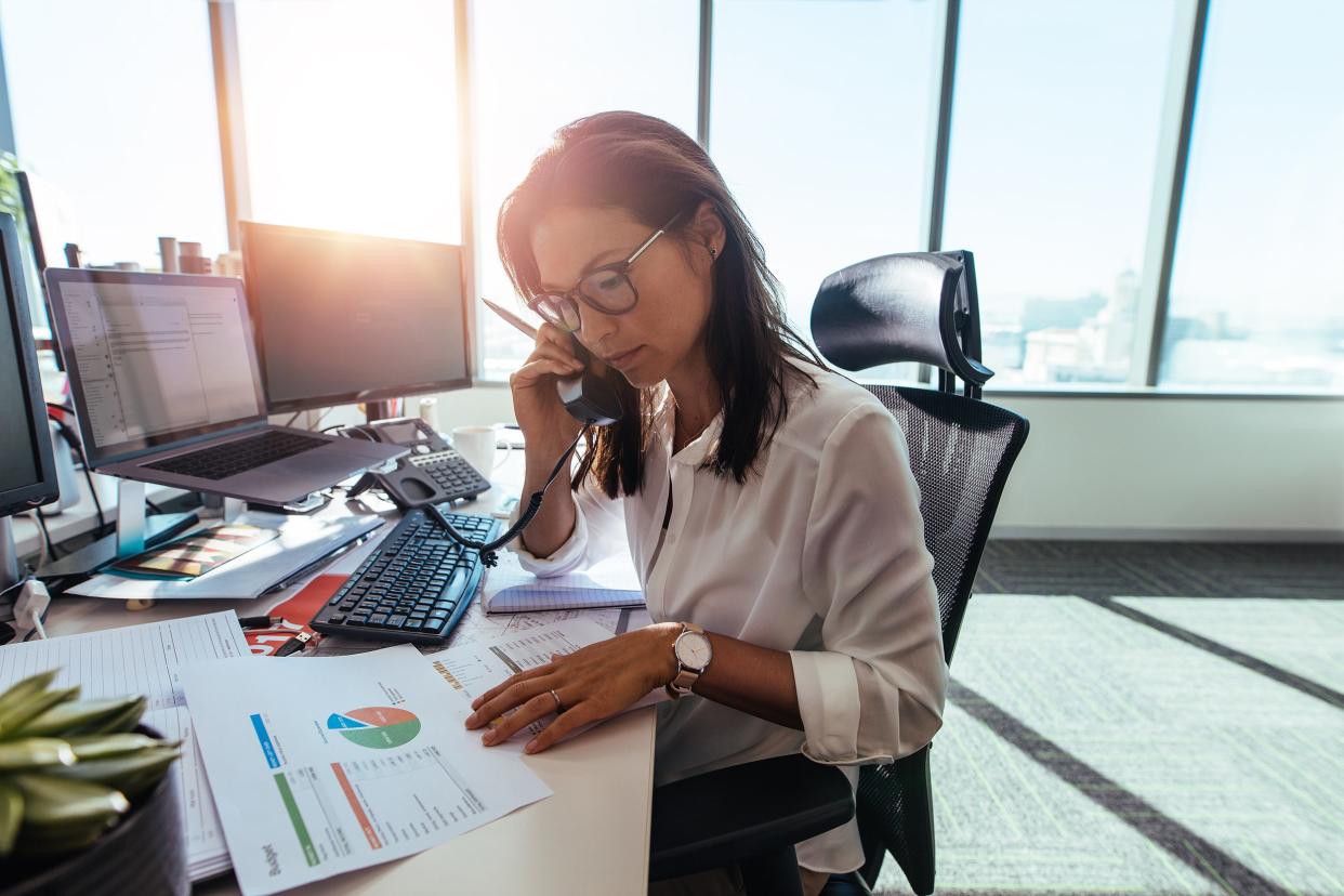 businesswoman working at her desk in office