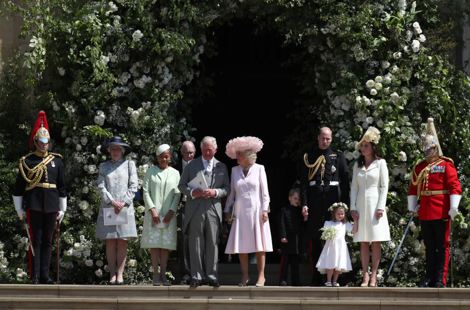 The royal family were pictured on the steps of St George’s Chapel. Photo: Getty Images