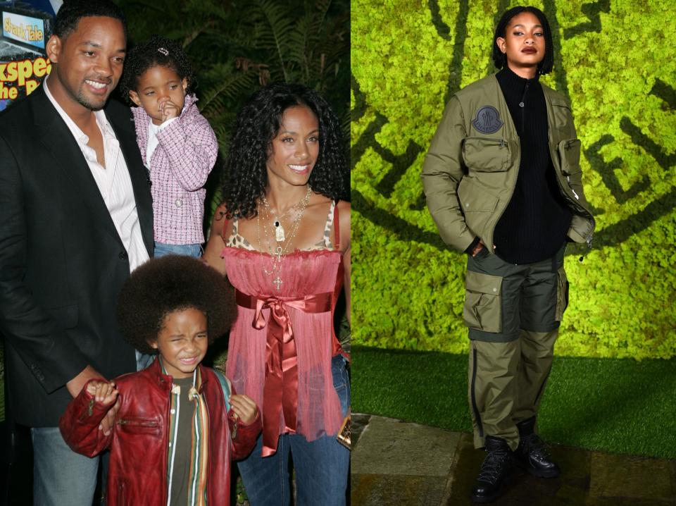 The Smith family in 2004 vs. Willow Smith in 2023.