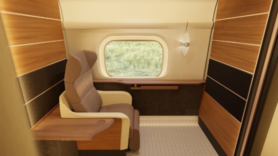 This photo illustration shows what the private rooms will look like. - Japan Railways