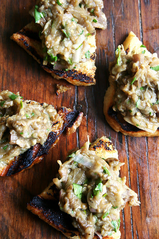 <strong>Get the <a href="http://www.alexandracooks.com/2012/09/05/eggplant-caviar-on-grilled-bread/" target="_blank">Eggplant Caviar on Grilled Bread</a> recipe from Alexandra Cooks</strong>