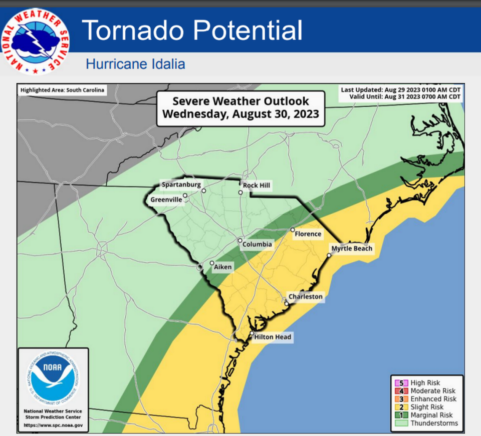 Potential tornado forecast caused by Idalia.