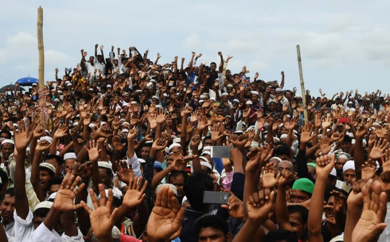 Rohingya refugees staged angry protests for justice on the first anniversary of a Myanmar military crackdown that sparked a mass exodus to camps in Bangladesh