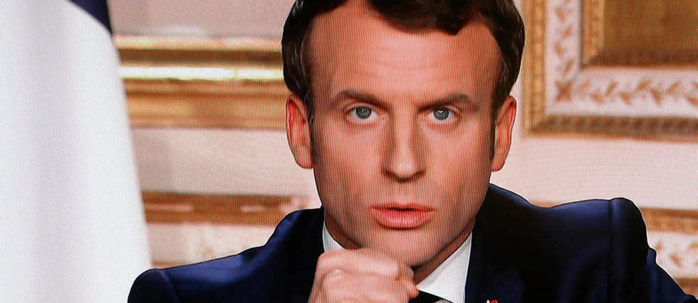 Emmanuel Macron, lors de son allocution télévisée le 16 mars 2020.
