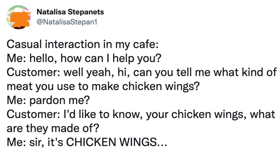 customer not getting what chicken wings are