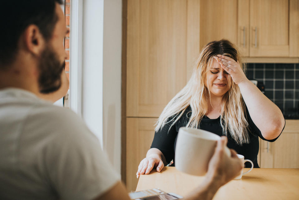 A couple arguing with the woman very upset