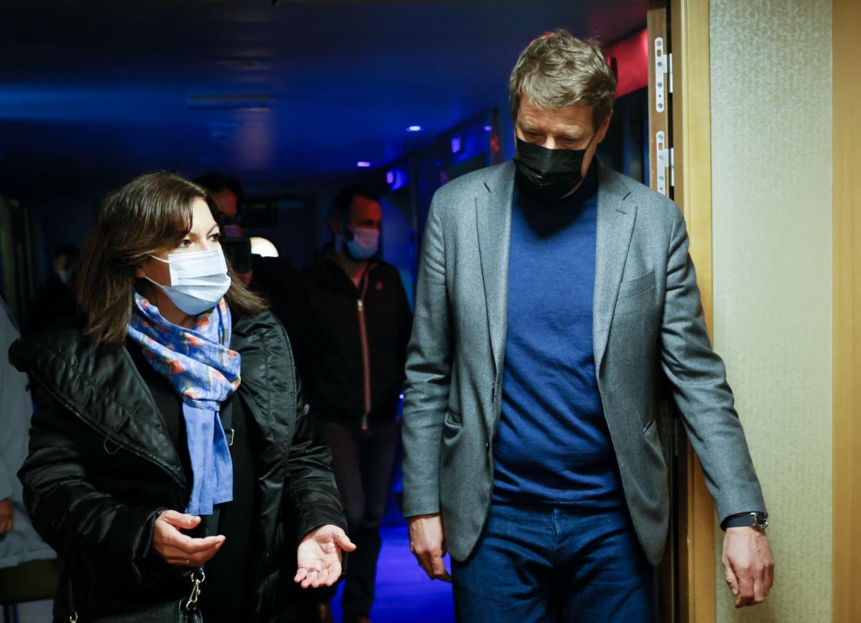 Anne Hidalgo et Yannick Jadot à un meeting parisien le 17 avril 2021.  - Thomas Samson