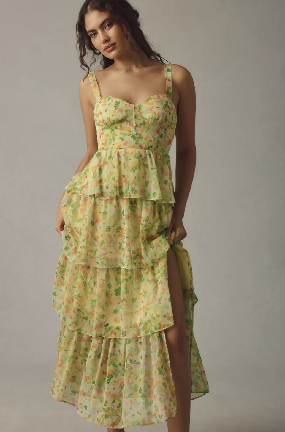 ASTR The Label Midsummer Sweetheart Tiered Midi Dress (Photo via Anthropologie)