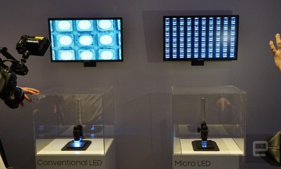 Samsung display comparing MicroLED pixels to conventional LED