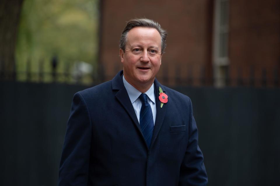 November 12, 2023, London, England, United Kingdom: Former Prime Minister of the United Kingdom DAVID CAMERON, arrives at Downing Street ahead of the Remembrance Sunday Service. (Credit Image: © Thomas Krych/ZUMA Press Wire) EDITORIAL USAGE ONLY! Not for Commercial USAGE!