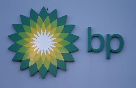 A sign is seen outside BP's North Sea Headquarters in Aberdeen, Scotland January 15, 2015. REUTERS/Russell Cheyne