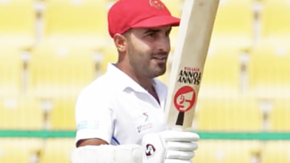 Hashmatullah Shahidi has claimed the record for the highest Test innings by an Afghanistan player, becoming the first batsman from the new Test nation to reach a double century with his stand of 200. Picture: ACB Media/Twitter