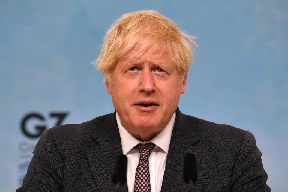 Prime Minister Boris Johnson during a press conference on the final day of the G7 summit in Cornwall. Picture date: Sunday June 13, 2021.