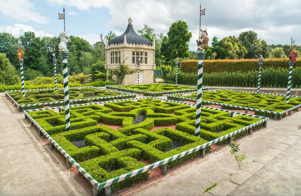 the scenery view of tudor garden in hamilton gardens of new zealand