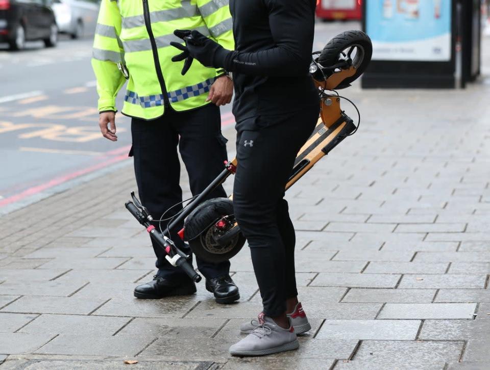 E-scooters were involved in 258 collisions in London in the first six months of 2021, compared with just nine during the whole of 2018, new figures show (Yui Mok/PA) (PA Archive)