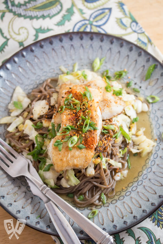 <p>Big Flavors From A Tiny Kitchen</p><p> A refreshing Japanese seafood meal with a kick.</p><p><strong>Get the recipe: </strong><a href="https://bigflavorstinykitchen.com/crispy-cod-yuzu-shoyu-soba-with-napa-cabbage/" rel="nofollow noopener" target="_blank" data-ylk="slk:Crispy Cod & Yuzu-Shoyu Soba with Napa Cabbage;elm:context_link;itc:0;sec:content-canvas" class="link ">Crispy Cod & Yuzu-Shoyu Soba with Napa Cabbage</a></p>