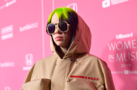 Hitting numerous top spots across the globe in 2019, it's no surprise to find Billie Eilish on this list. The teenage pop star has two American Music Awards, two Guinness World Records, three MTV Video Music Awards and has received six Grammy Award nominations. (Getty)