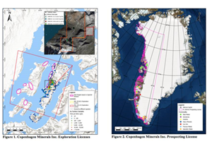 Figure 1. Copenhagen Minerals Inc. Exploration Licenses; Figure 2. Copenhagen Minerals Inc. Prospecting License