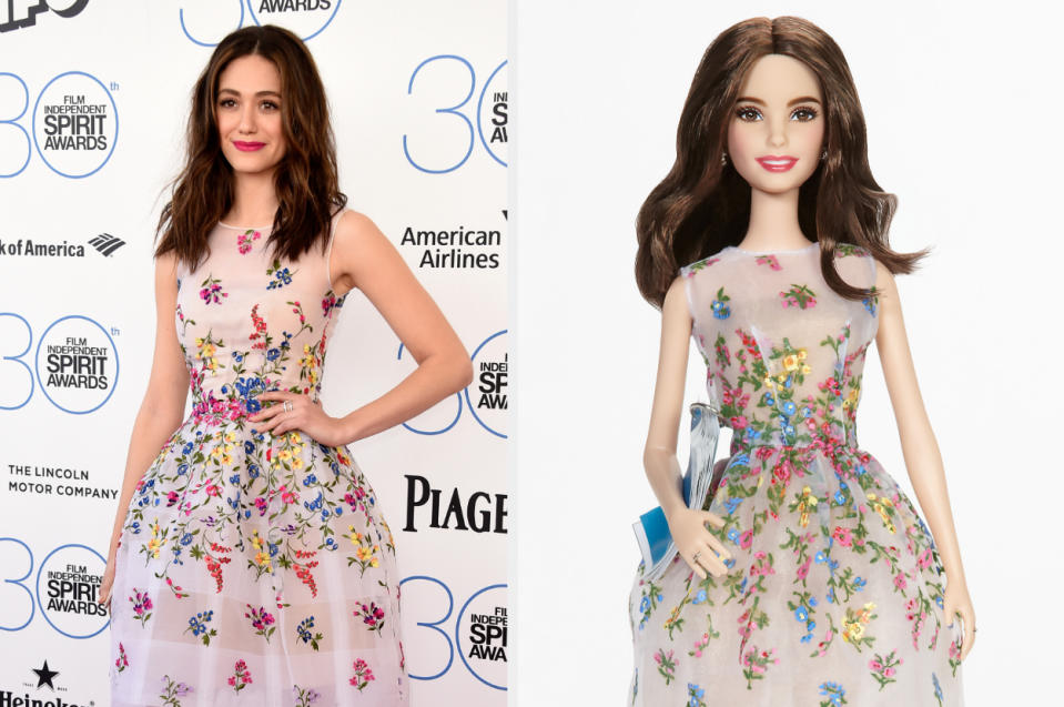 Emmy Rossum and her doll