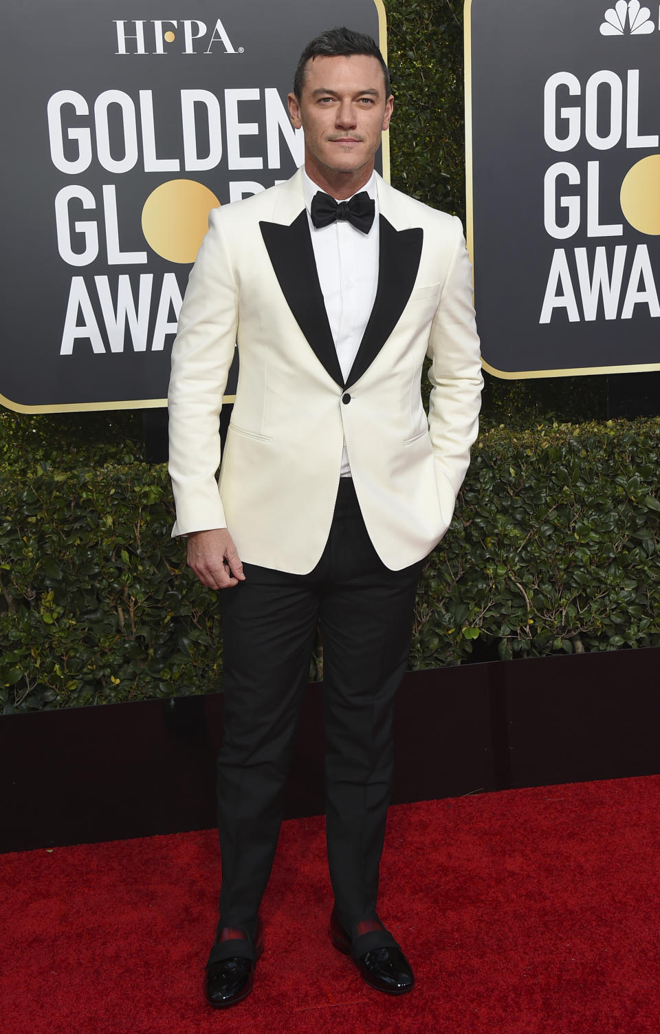 FILE - Luke Evans arrives at the 76th annual Golden Globe Awards on Jan. 6, 2019, in Beverly Hills, Calif. Evans turns 42 on April 15. (Photo by Jordan Strauss/Invision/AP, File)