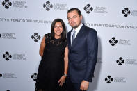 <p>DiCaprio got support from Paris’s first female mayor, who was presented with the foundation’s New World Leadership Award. (Photo by Victor Boyko/Getty Images for LDC Foundation) </p>