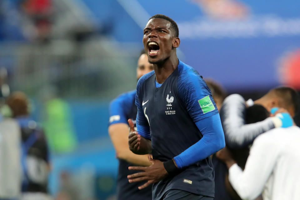 French midfielder Paul Pogba dedicated their 1-0 win over Belgium in the World Cup semifinals on Tuesday to the Thailand youth soccer team that was trapped in a cave for more than two weeks. (Getty Images)