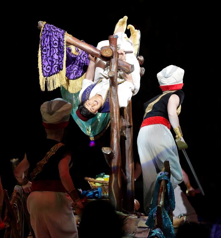 Aladdin tries to evade the guards during Disney on Ice's &quot;Dream Big&quot; ice-skating show on Feb. 20, 2020, at the Resch Center in Ashwaubenon, Wis. Performances continued through Feb. 23.