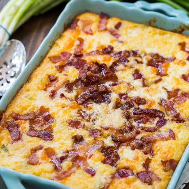 <p><strong>Get the recipe: </strong><strong><a href="https://spicysouthernkitchen.com/cheese-and-bacon-grits-casserole/" rel="nofollow noopener" target="_blank" data-ylk="slk:Cheese and Bacon Grits Casserole;elm:context_link;itc:0;sec:content-canvas" class="link ">Cheese and Bacon Grits Casserole</a></strong></p><p>Spicy Southern Kitchen</p>