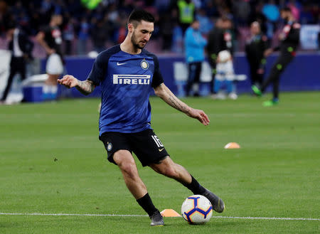 Soccer Football - Serie A - Napoli v Inter Milan - Stadio San Paolo, Naples, Italy - May 19, 2019 Inter Milan's Matteo Politano during the warm up before the match REUTERS/Ciro De Luca