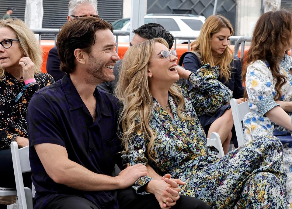 HOLLYWOOD, CALIFORNIA - MAY 23: (L-R) Tom Pelphrey and Kaley Cuoco attend as Greg Berlanti is honored with a star on the Hollywood Walk of Fame on May 23, 2022 in Hollywood, California. (Photo by Kevin Winter/Getty Images)