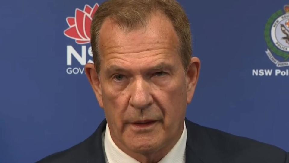 NSW Police Deputy Commissioner David Hudson gave an hour-long press conference on Monday. Picture: Sky News