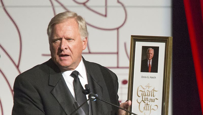 Wilford Clyde, CEO of Clyde Companies, who will be honored Thursday night as the 44th Giant in Our City, is pictured at the Grand America Hotel in Salt Lake City on June 9, 2018. The Salt Lake Chamber, Utah’s largest business association, gives the award to honor outstanding professional achievement and public service.